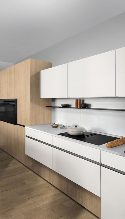 Ewe Nuova Weiss Eiche Hell G L30 Edelstahlffarben Eloxiert Küchenzeile Rückwand